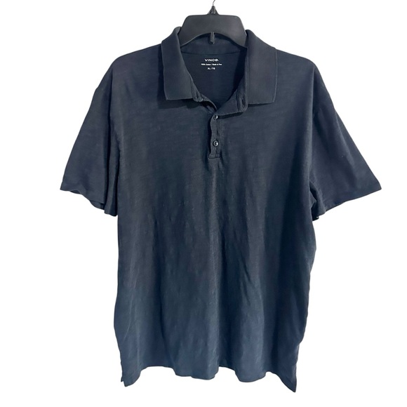 Vince Men's Dark Gray Short Sleeve Slub Polo Size XL - Picture 2 of 7